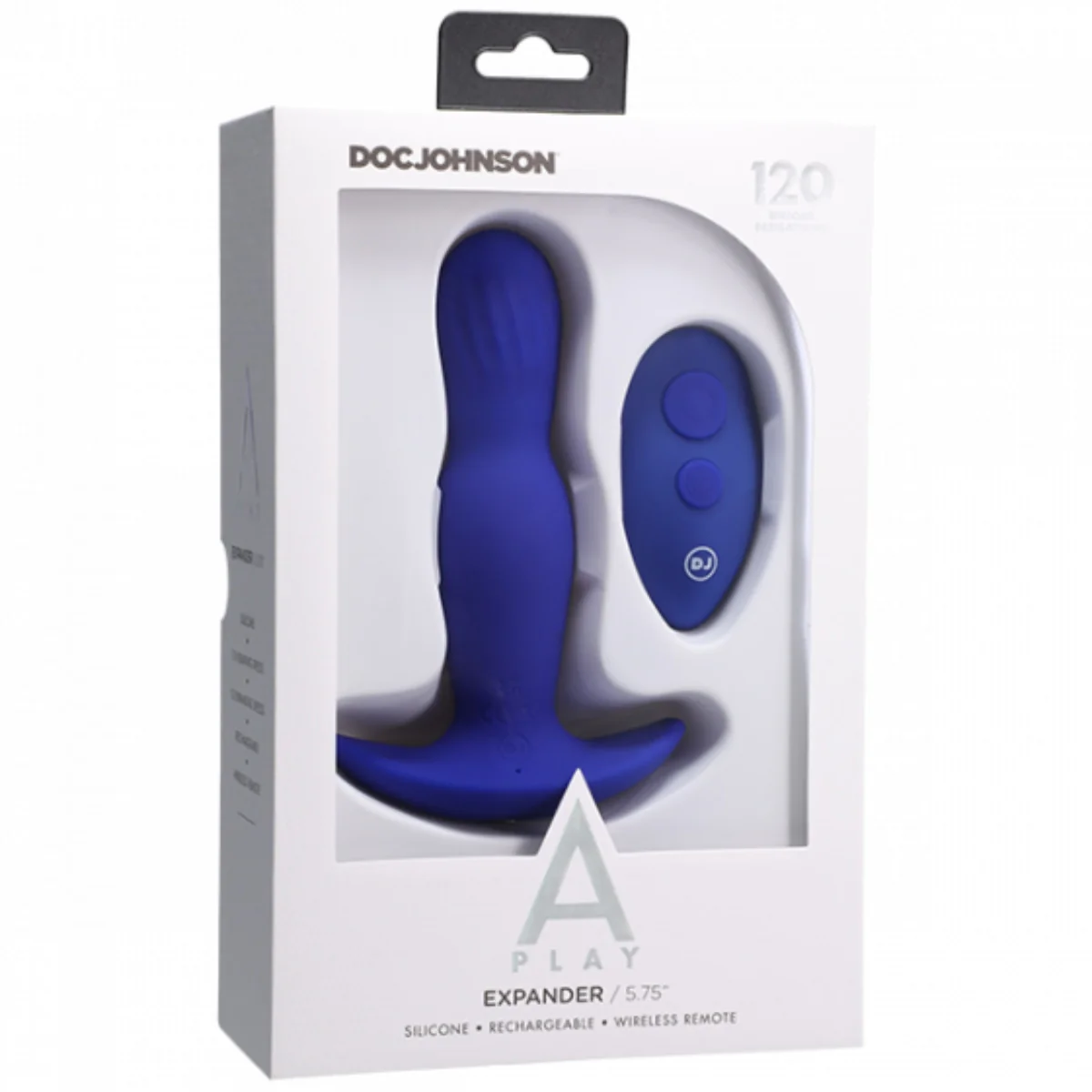 A-Play Expander Remote Control Silicone Butt Plug Blue 5.75 Inch - Image 2