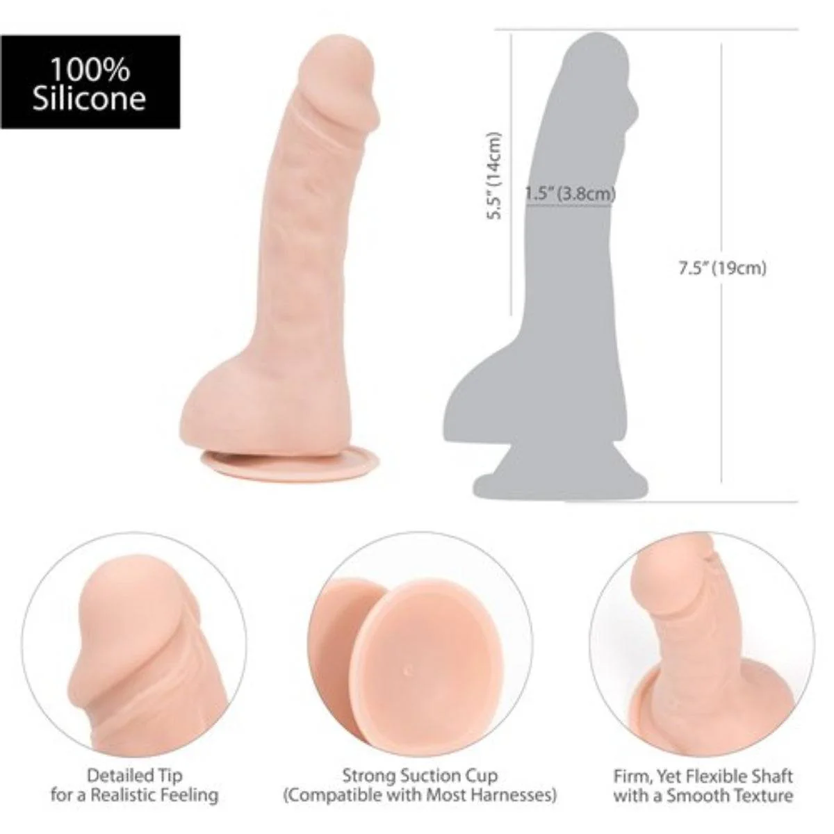 Addiction Brad Silicone Dildo Pink 7.5 Inch - Image 5