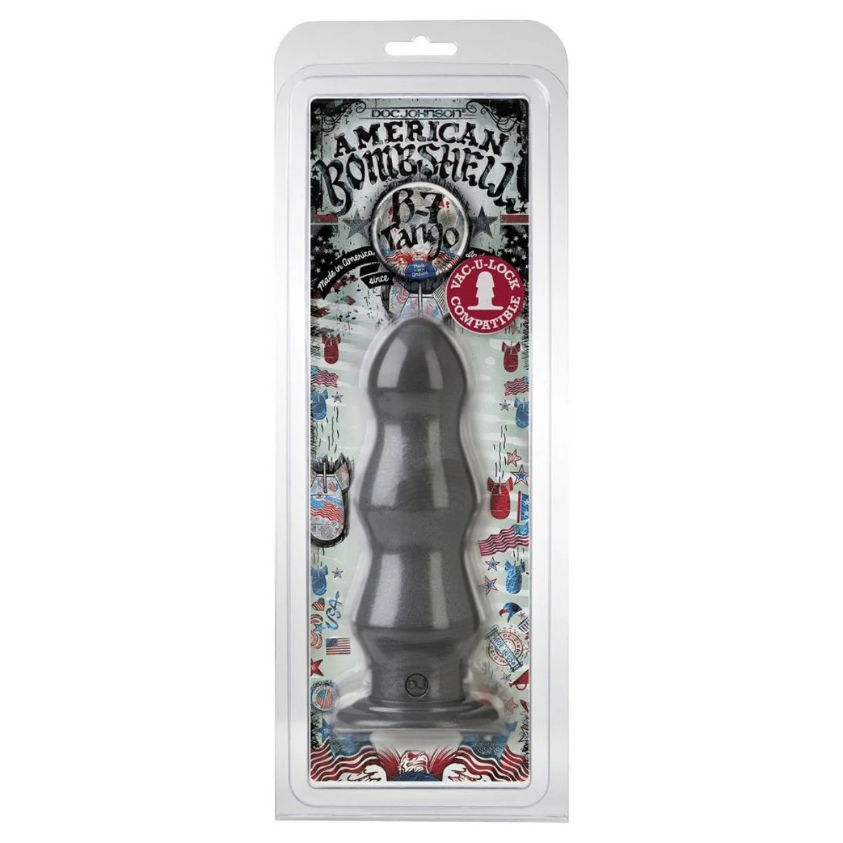 American Bombshell B-7 Tango Butt Plug Grey 7 Inch - Image 2