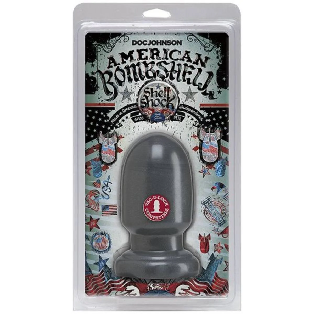 American Bombshell Shell Shock Butt Plug Grey 6 Inch - Image 2
