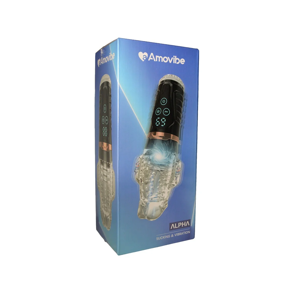 Amovibe Alpha Sucking & Vibrating Male Masturbator Black Clear - Image 2