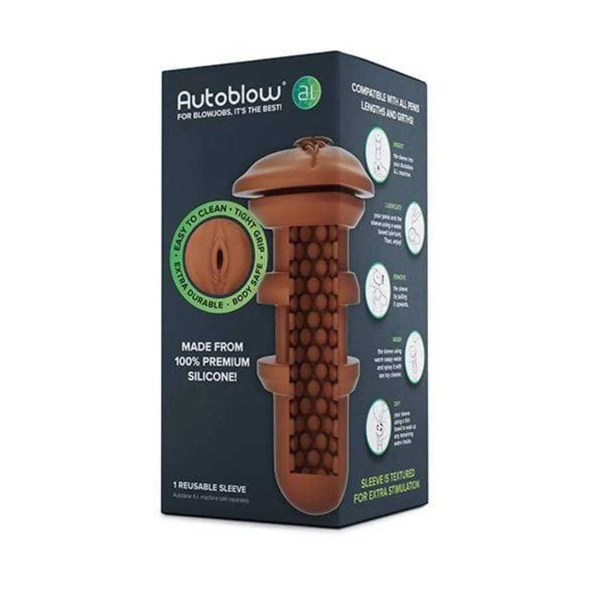 Autoblow AI Silicone Vagina Sleeve Brown - Image 2