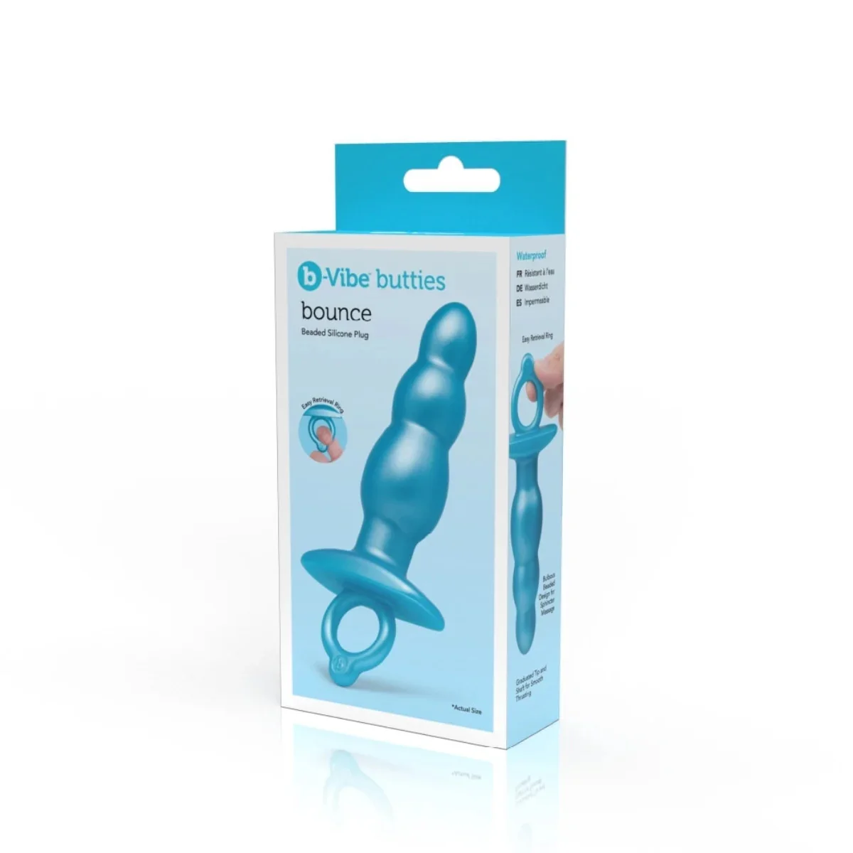 b-Vibe Butties Bounce Beaded Silicone Butt Plug Blue 5.6 Inch - Image 2