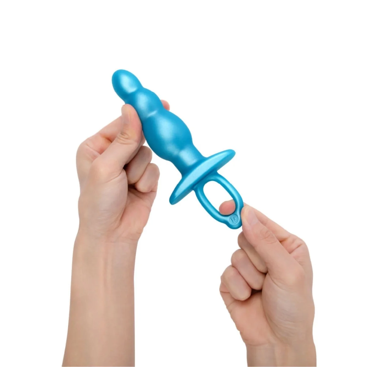 b-Vibe Butties Bounce Beaded Silicone Butt Plug Blue 5.6 Inch - Image 3