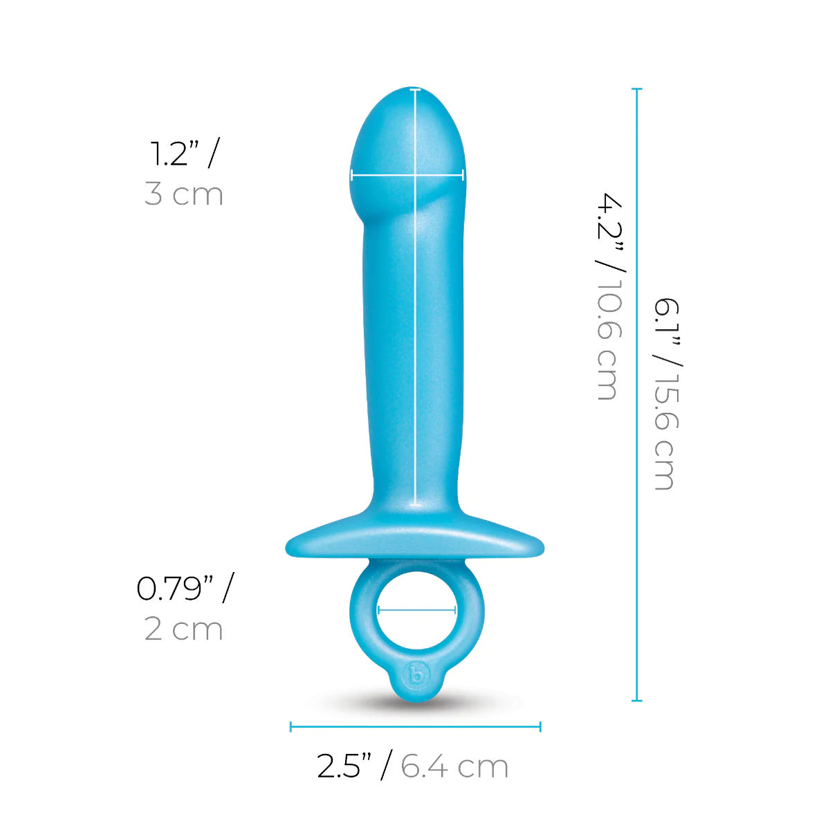 b-Vibe Butties Lil Dil Silicone Anal Dildo Blue - Image 5
