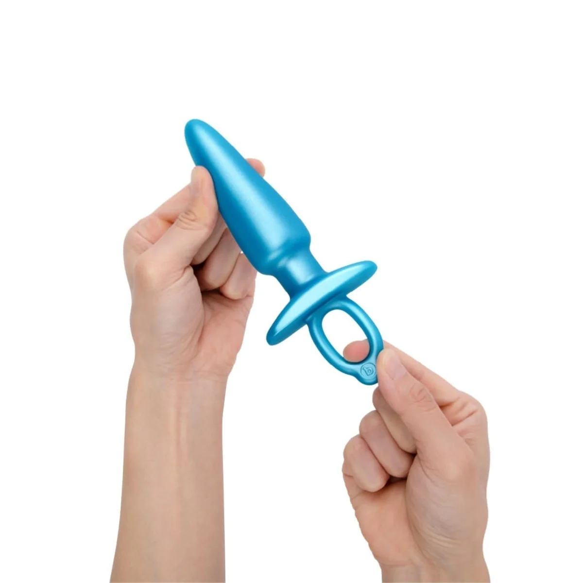 b-Vibe Butties Sleek Tapered Silicone Butt Plug Blue 5.8 Inch - Image 5
