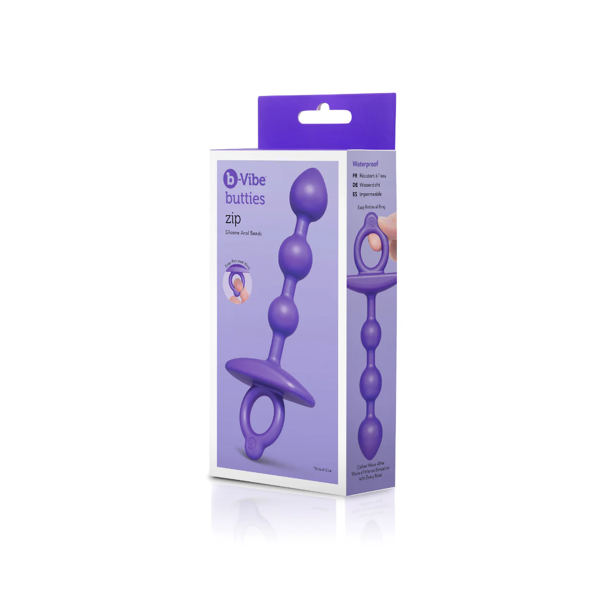 b-Vibe Butties Zip Silicone Anal Beads Purple - Image 2