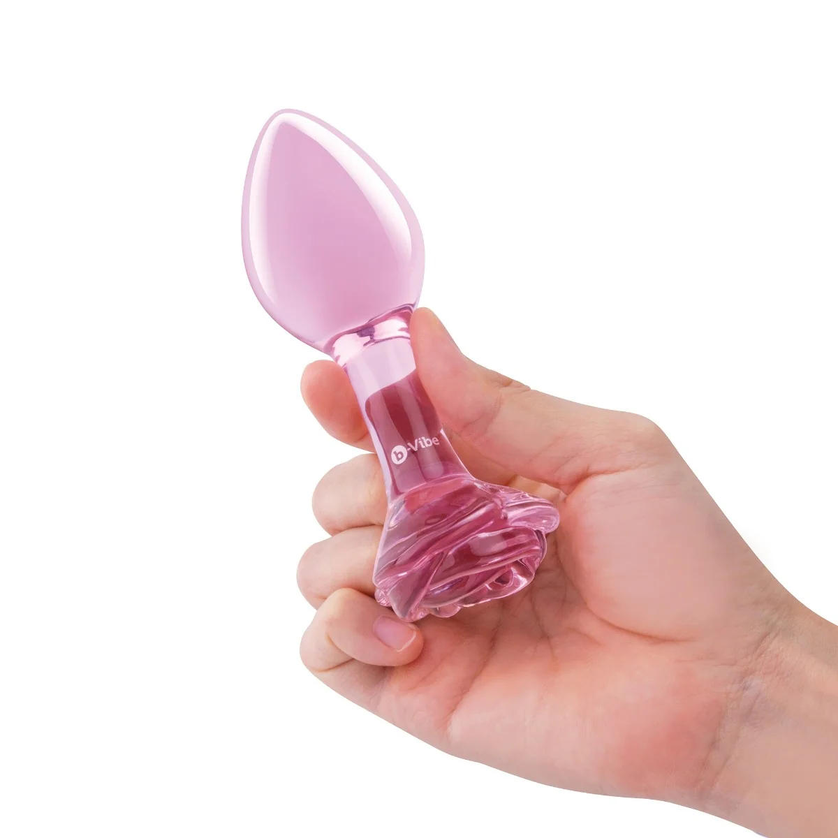 b-Vibe Pink Roses 2 Piece Glass Butt Plug Training Set Pink - Image 3