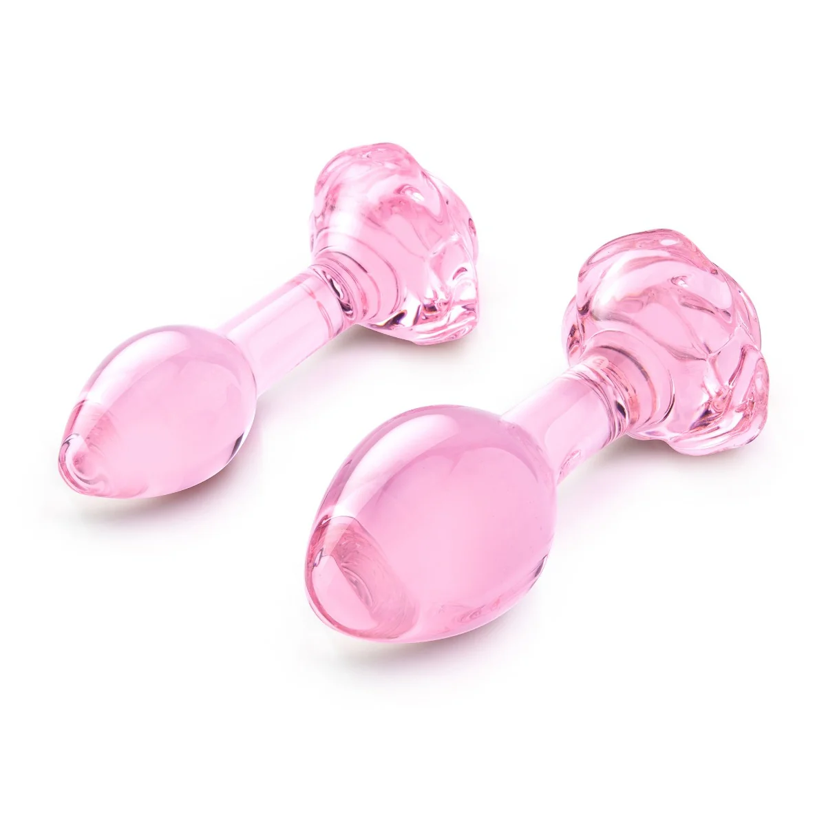 b-Vibe Pink Roses 2 Piece Glass Butt Plug Training Set Pink - Image 4
