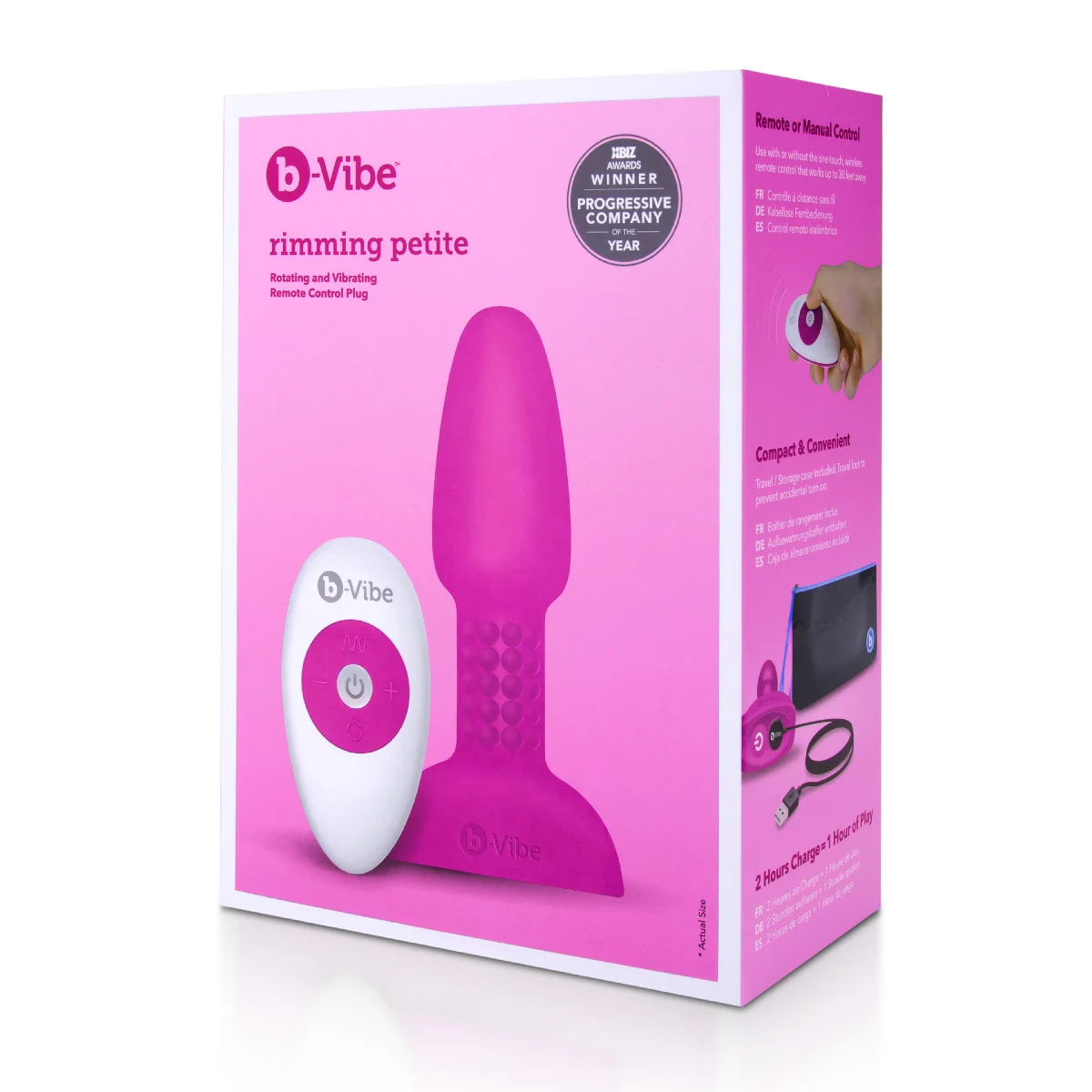 b-Vibe Rimming Petite Remote Control Vibrating Butt Plug Fuchsia - Image 2