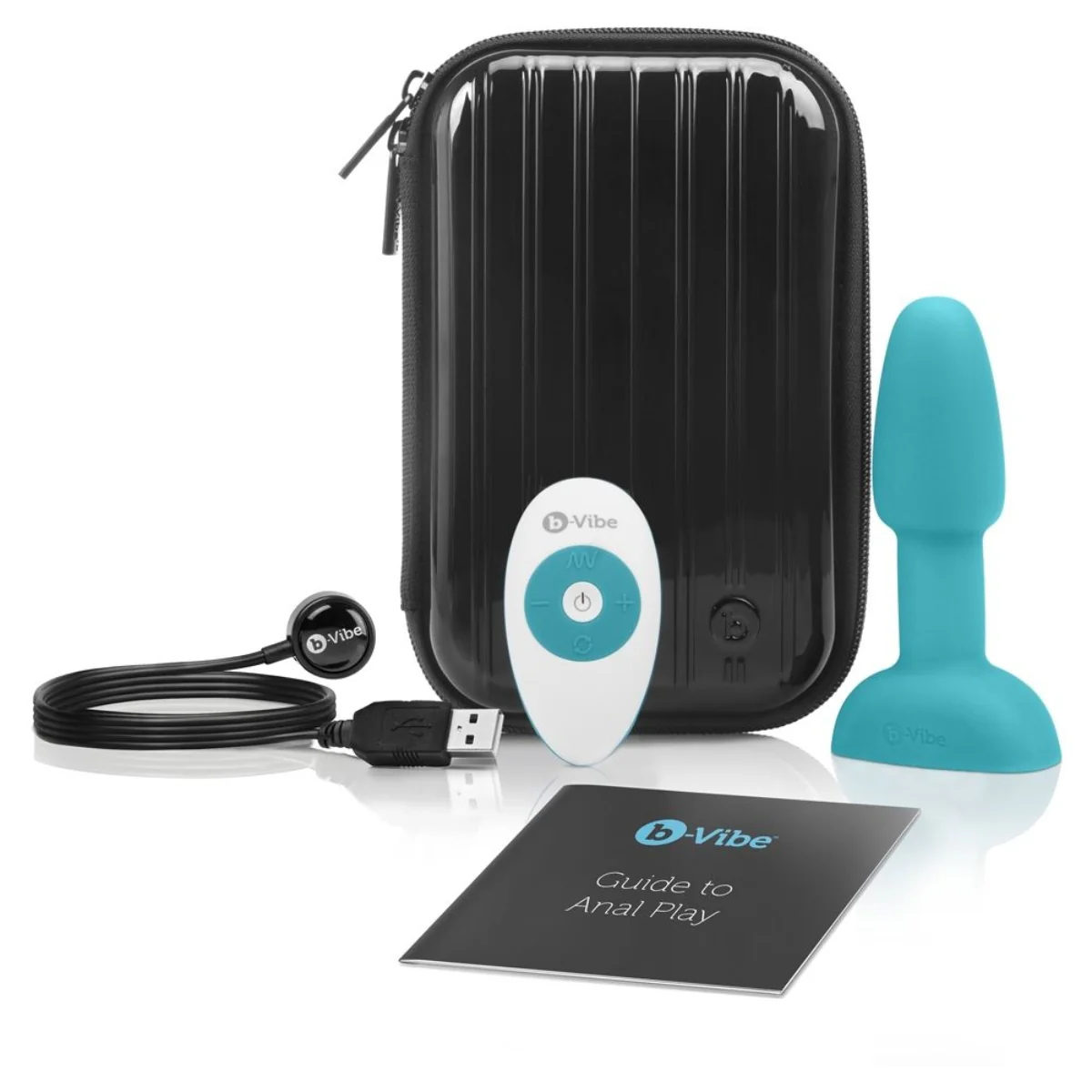 b-Vibe Rimming Petite Remote Control Vibrating Butt Plug Teal - Image 3