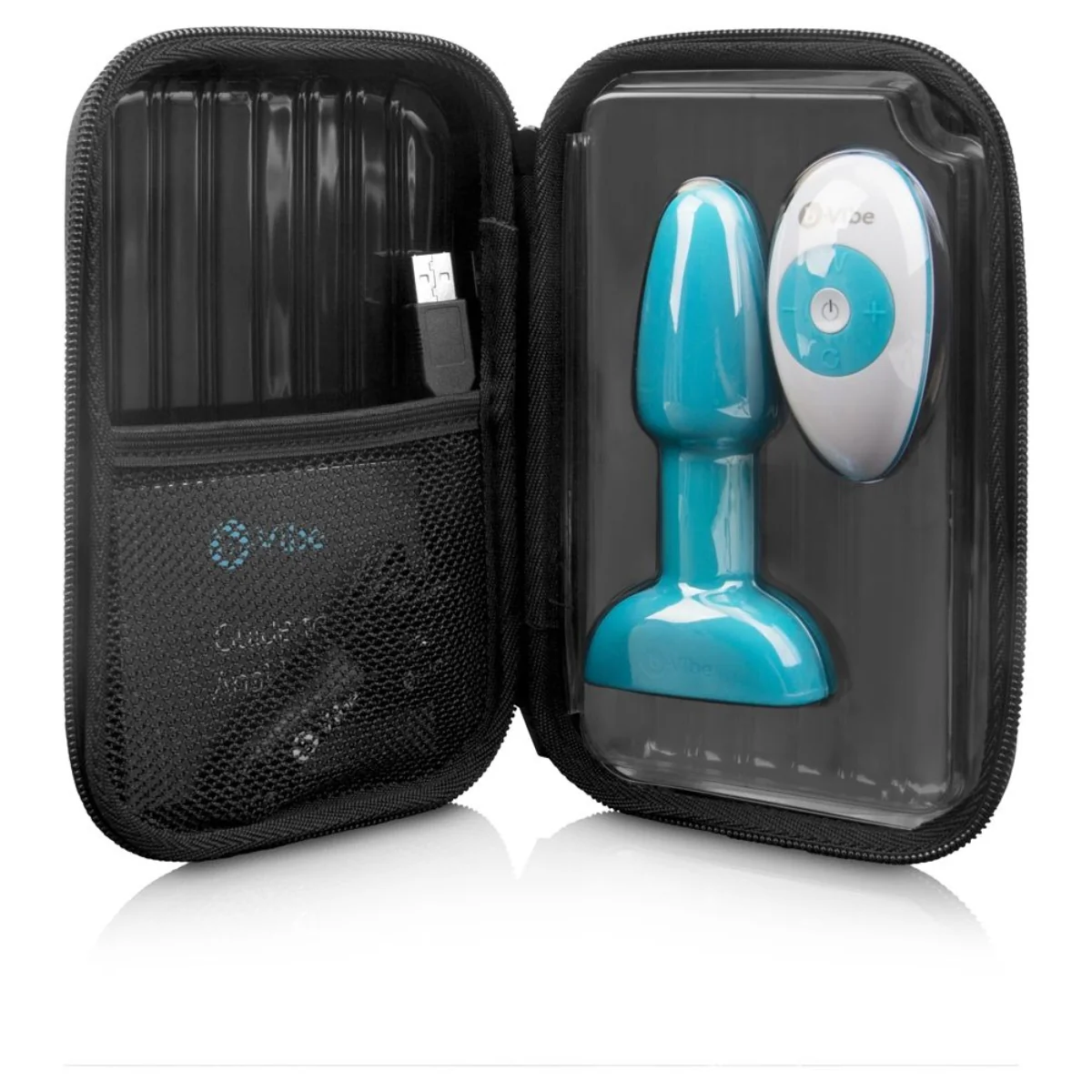 b-Vibe Rimming Petite Remote Control Vibrating Butt Plug Teal - Image 6