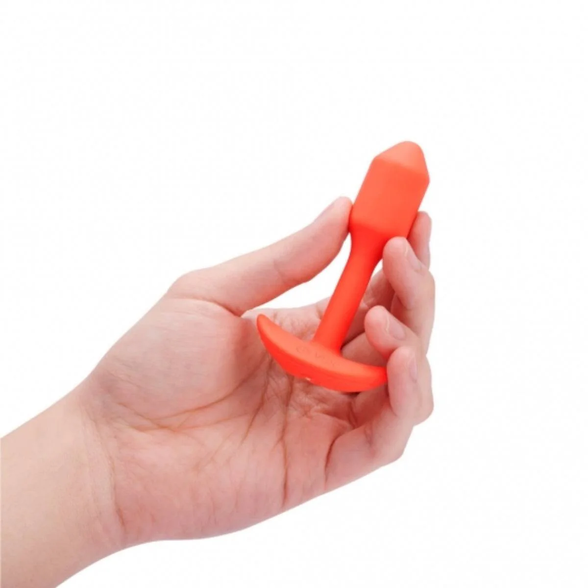 b-Vibe Snug Plug 1 Vibrating Weighted Silicone Butt Plug Orange - Image 5