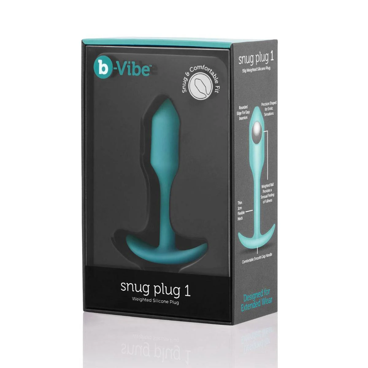 b-Vibe Snug Plug 1 Weighted Silicone Butt Plug Mint - Image 2