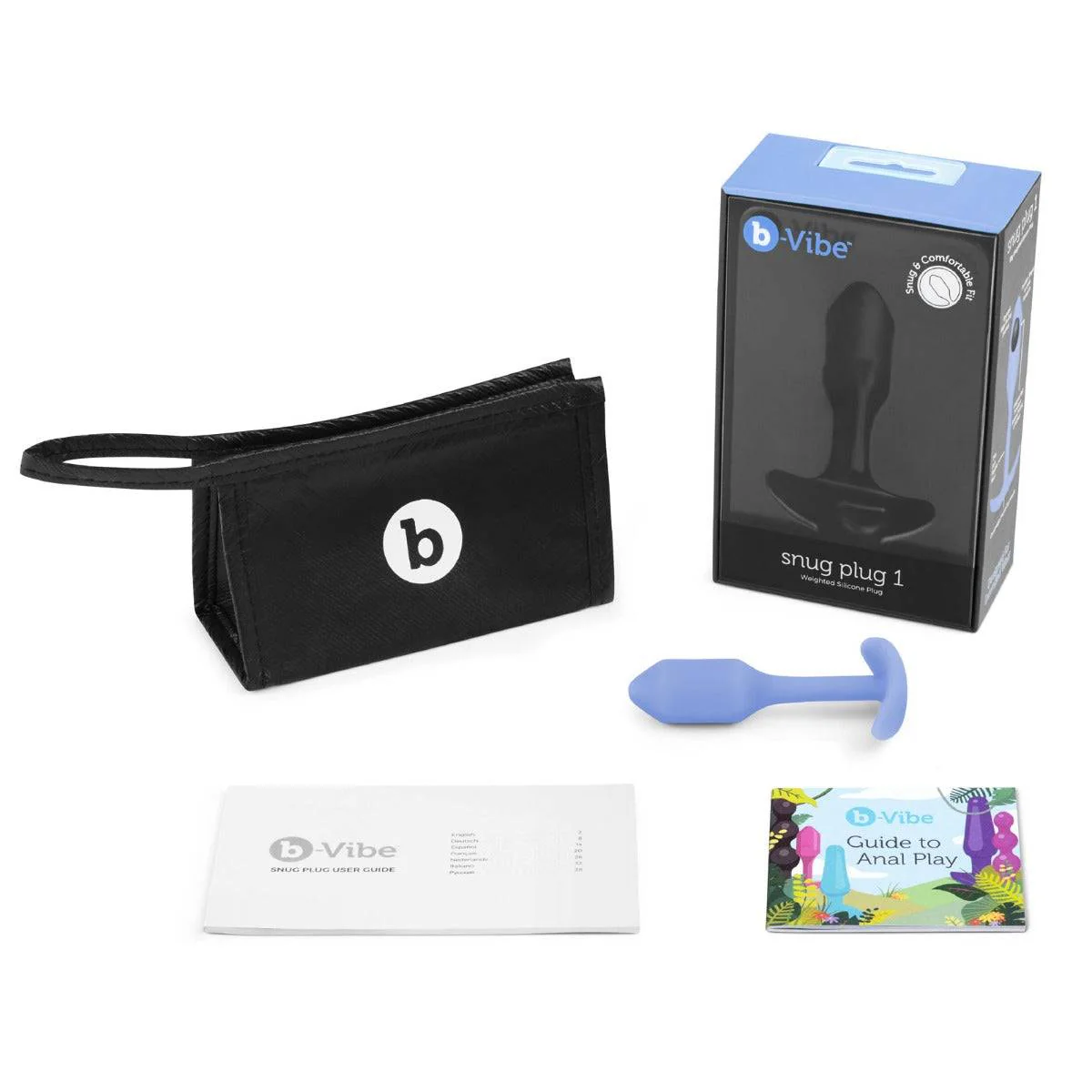 b-Vibe Snug Plug 1 Weighted Silicone Butt Plug Violet - Image 4