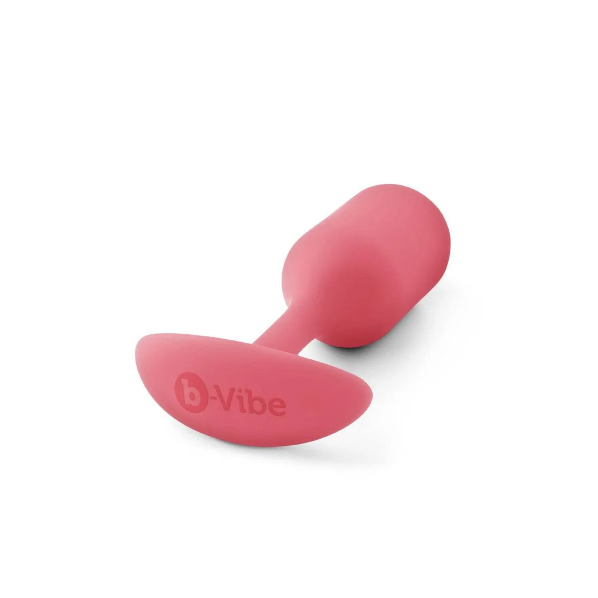 b-Vibe Snug Plug 2 Weighted Silicone Butt Plug Coral - Image 3