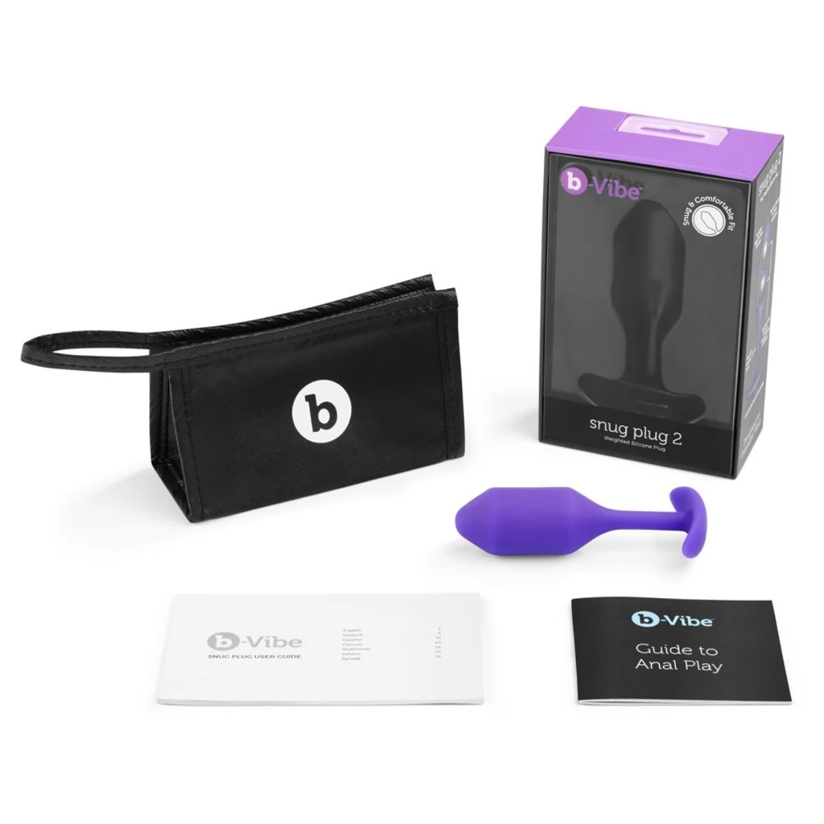 b-Vibe Snug Plug 2 Weighted Silicone Butt Plug Purple - Image 4