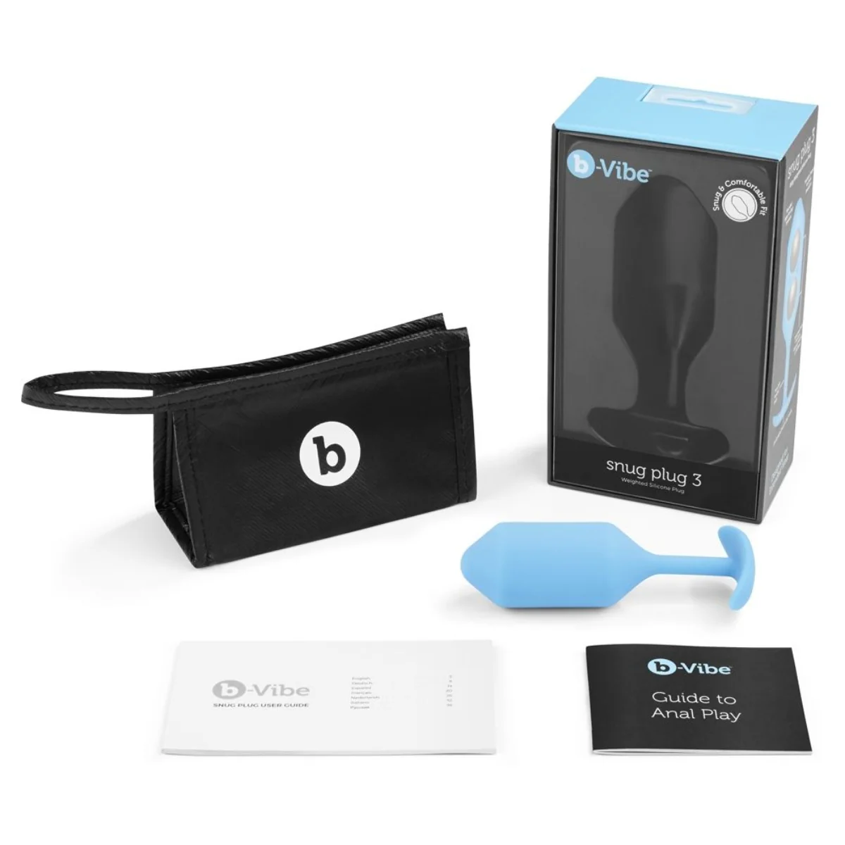 b-Vibe Snug Plug 3 Weighted Silicone Butt Plug Teal - Image 4