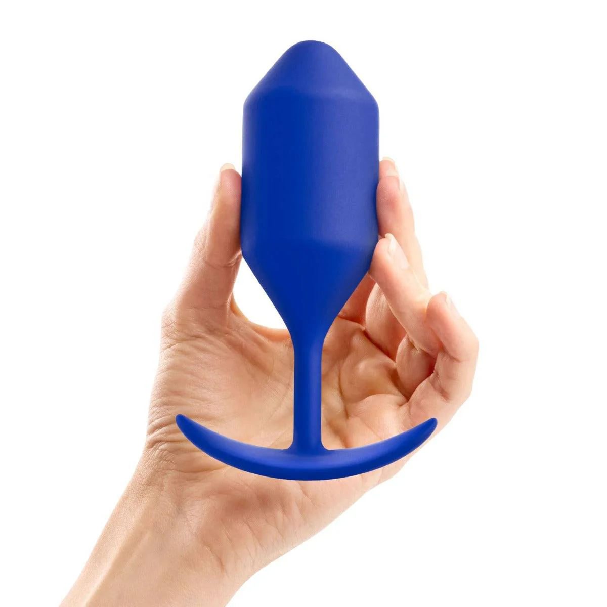 b-Vibe Snug Plug 4 Weighted Silicone Butt Plug Navy Blue - Image 3