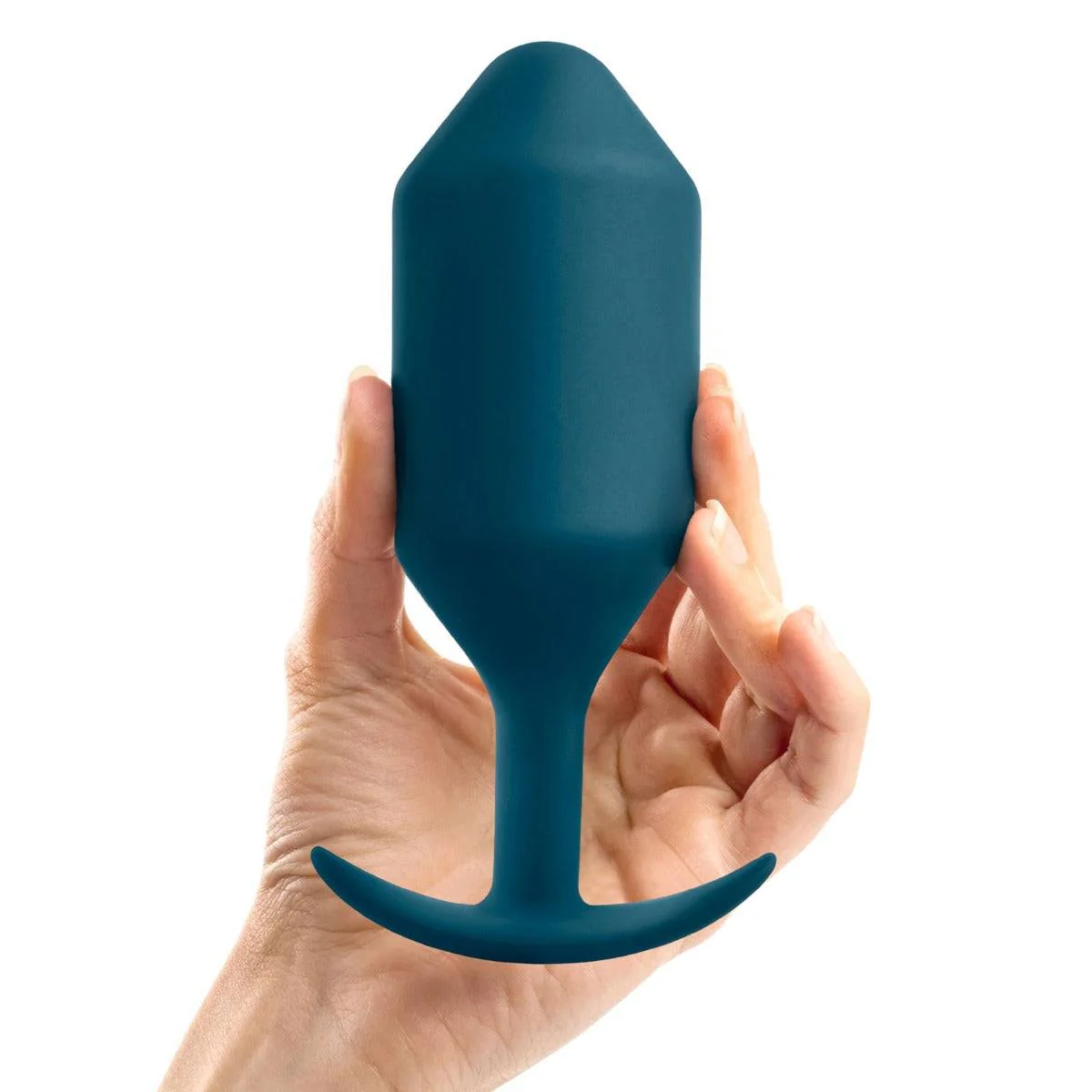 b-Vibe Snug Plug 6 Weighted Silicone Butt Plug Marine Blue - Image 3