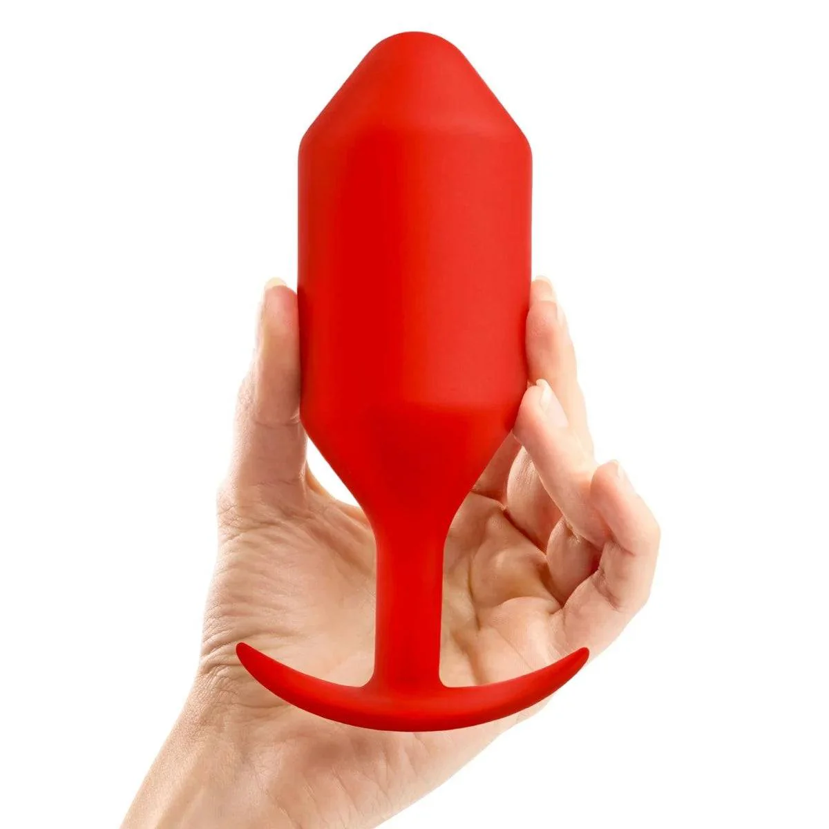 b-Vibe Snug Plug 6 Weighted Silicone Butt Plug Red - Image 3