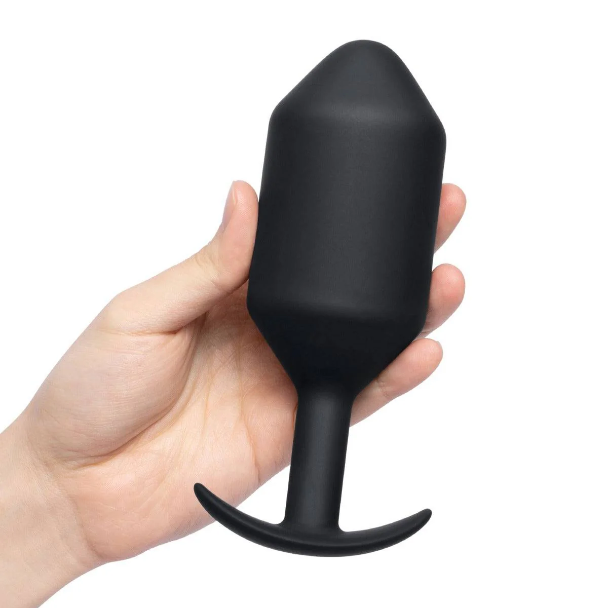 b-Vibe Snug Plug 7 Weighted Silicone Butt Plug Black - Image 3