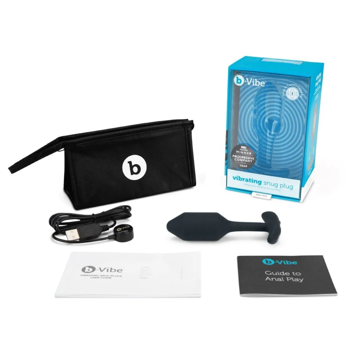 b-Vibe Snug Plug Weighted & Vibrating Butt Plug Black Medium - Image 5