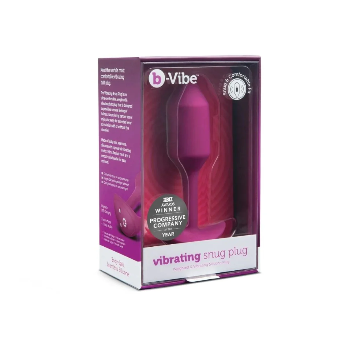 b-Vibe Snug Plug Weighted & Vibrating Butt Plug Rose Medium - Image 2