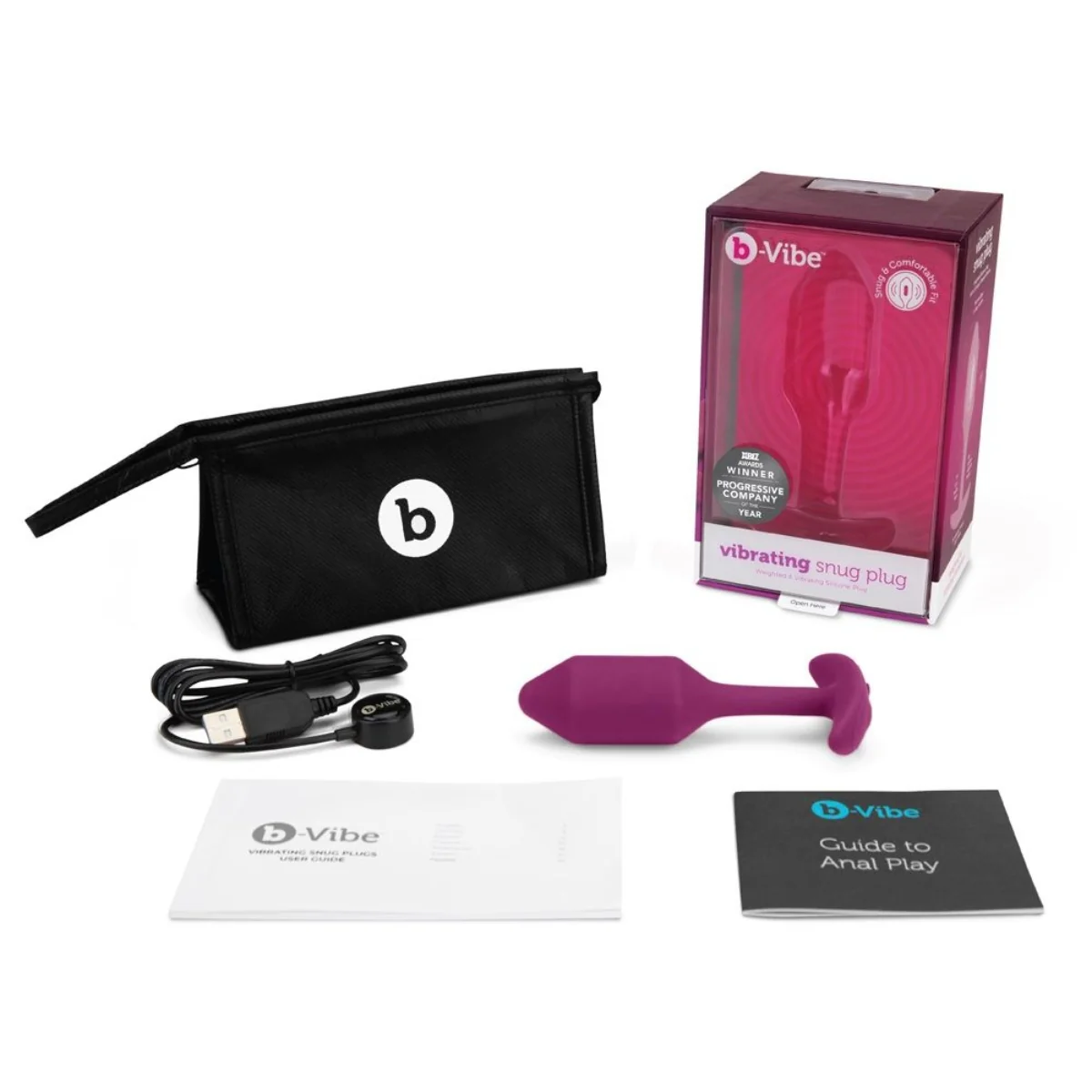 b-Vibe Snug Plug Weighted & Vibrating Butt Plug Rose Medium - Image 5