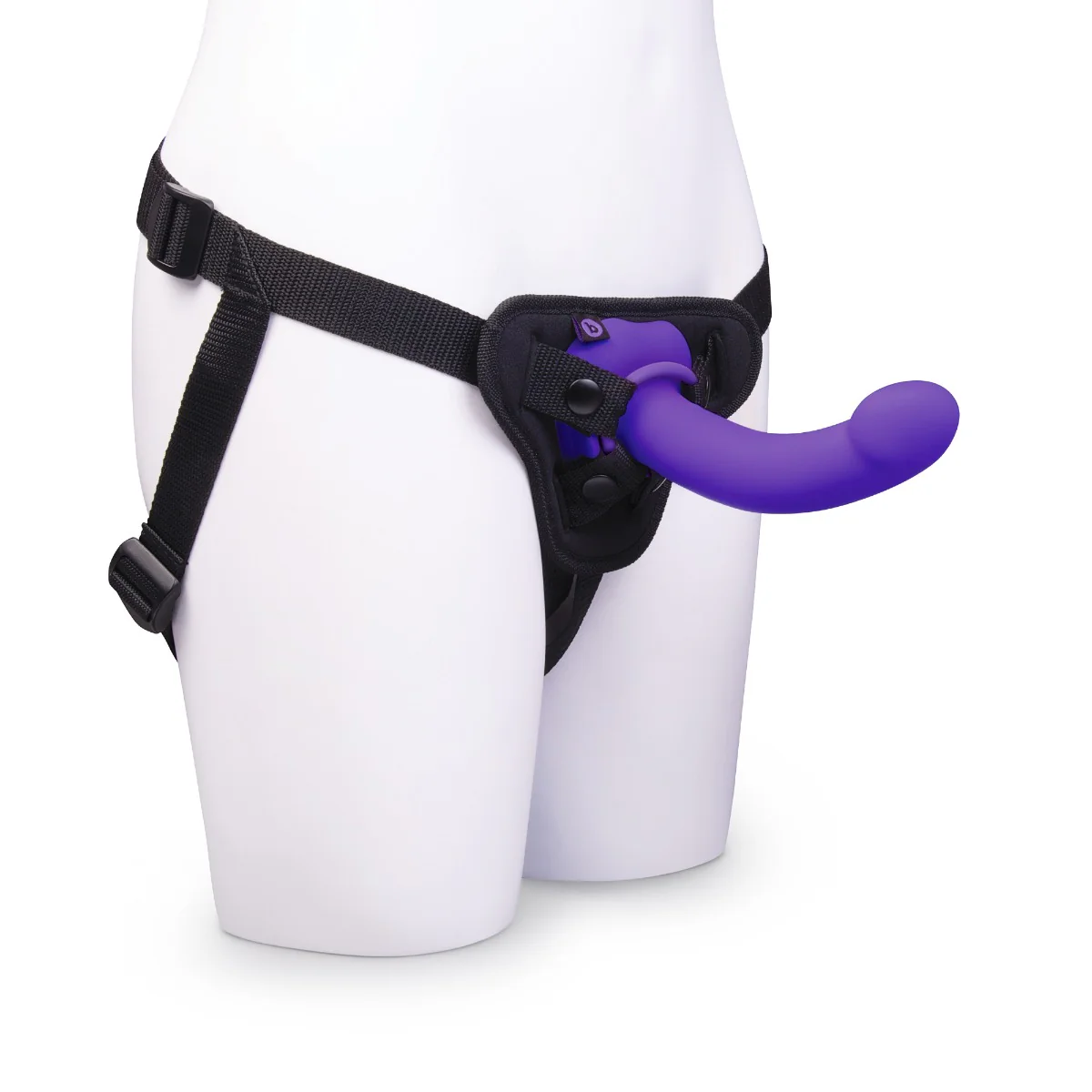 b-Vibe Vibrating Curved Strap-On Kit Black Purple - Image 3
