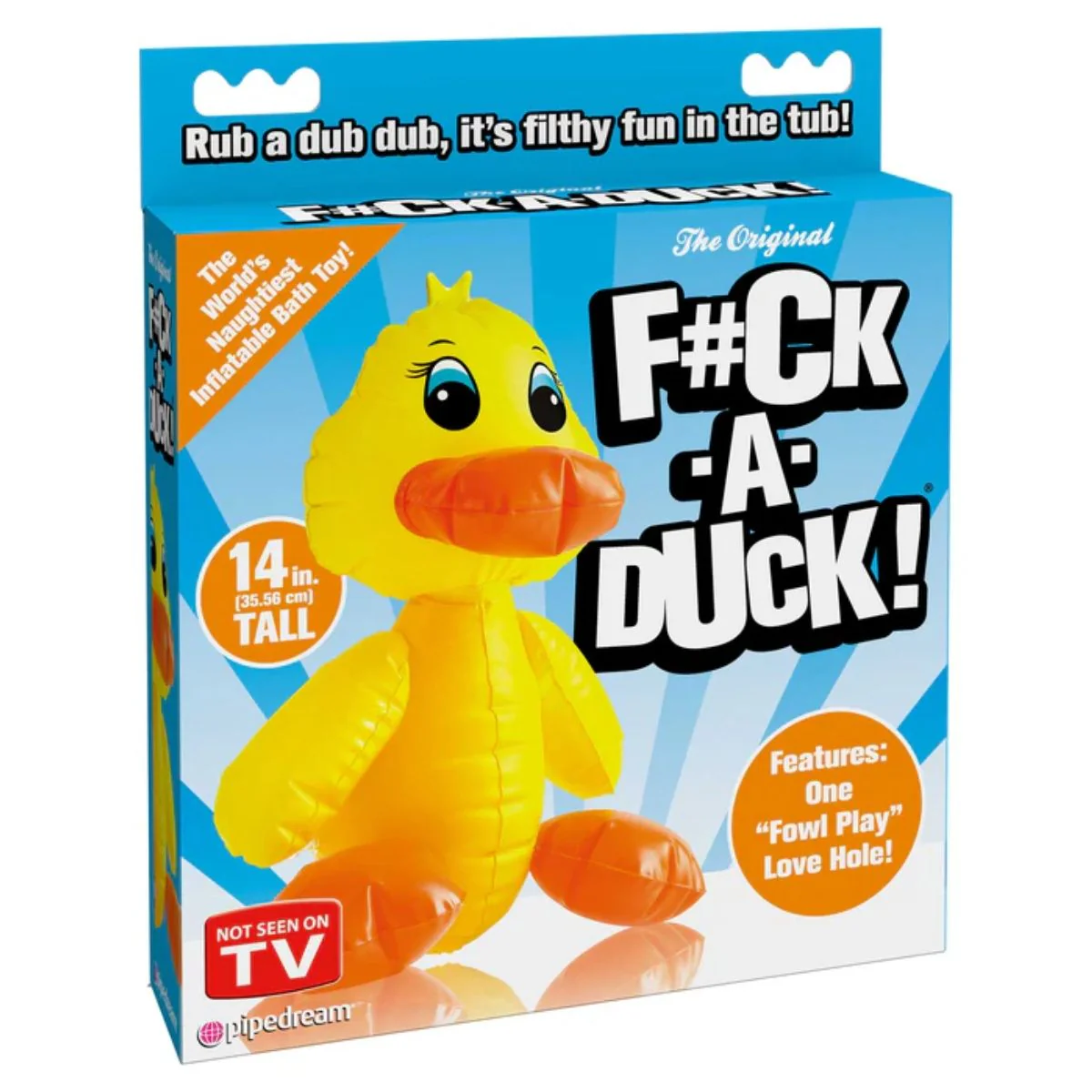 Bachelorette Party Favours F*ck A Duck Inflatable Bath Toy Yellow Orange - Image 2