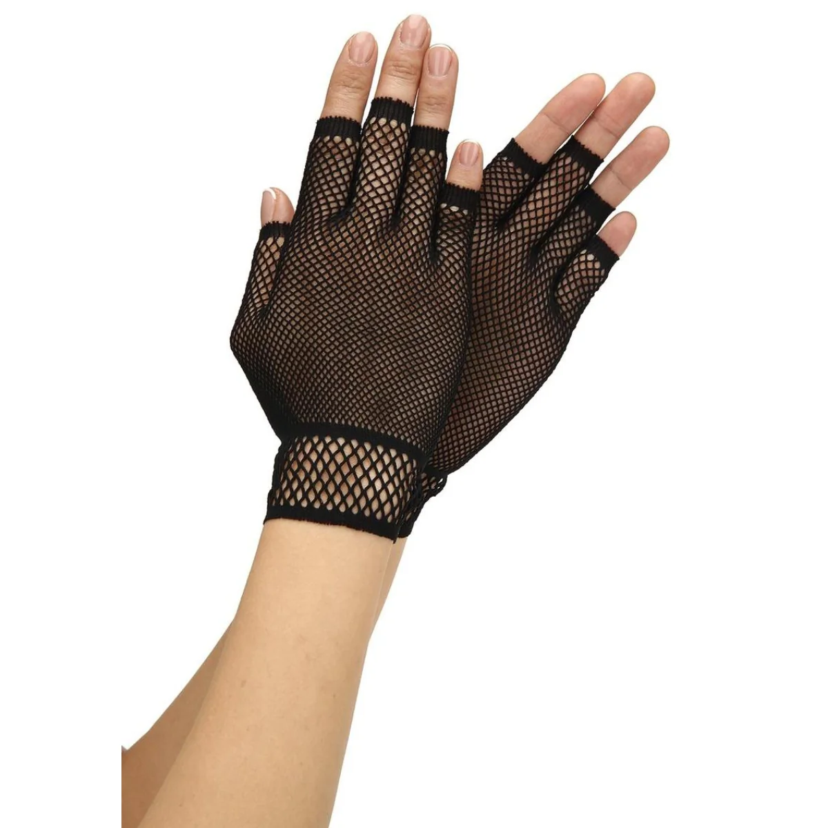 Baci Fingerless Fishnet Gloves Black - Image 2