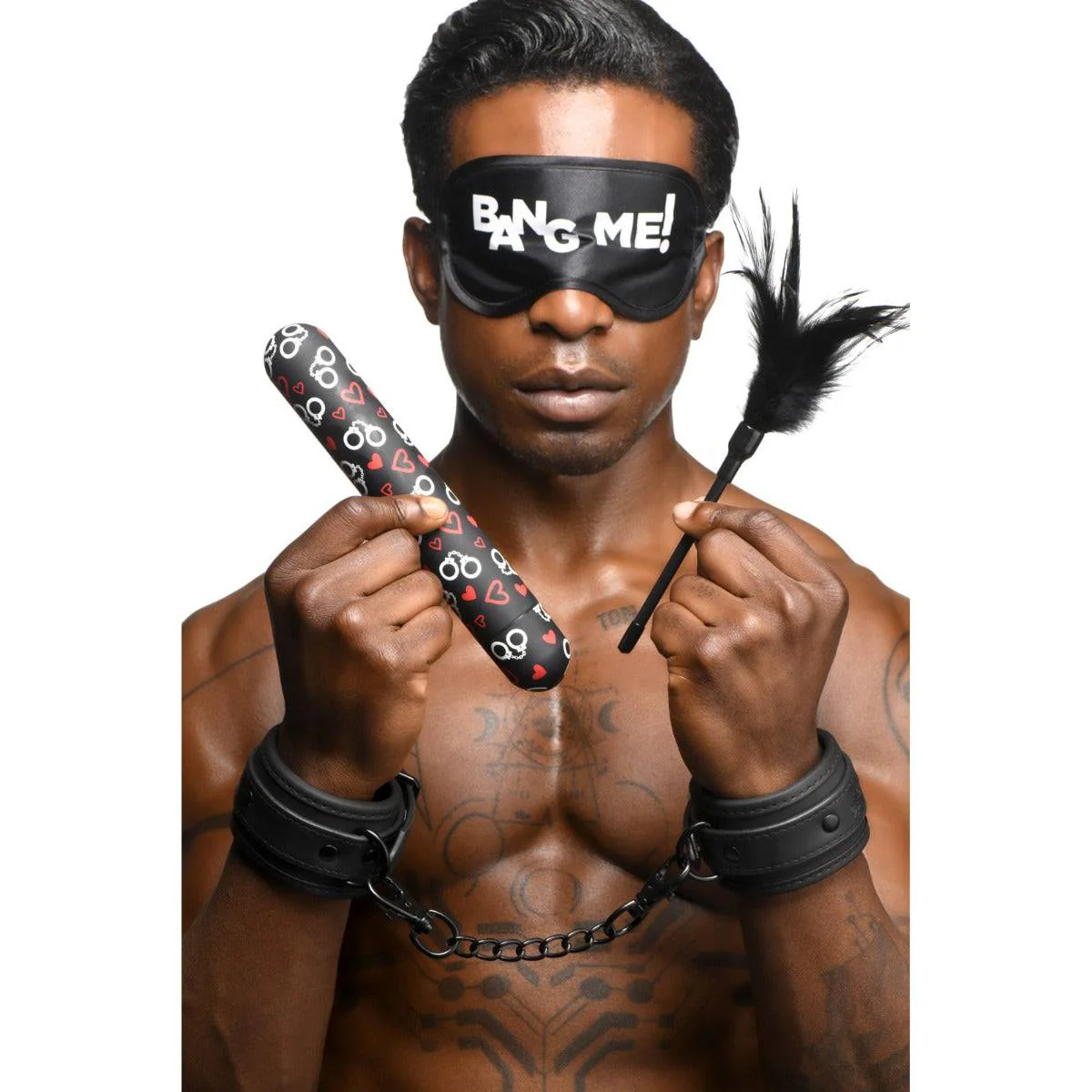 BANG! Bondage Kit With XL Bullet Cuffs Tickler & Blindfold Black - Image 8