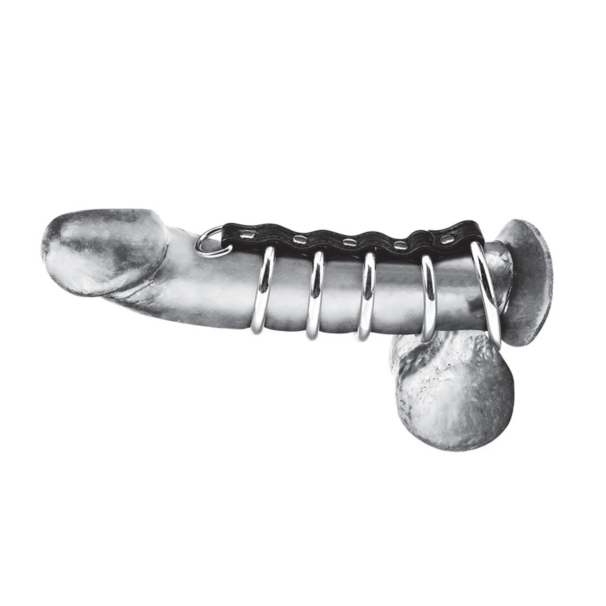 Blue Line 5 Gates Of Hell Metal Cock Ring With D Ring For Lead Black - Image 3