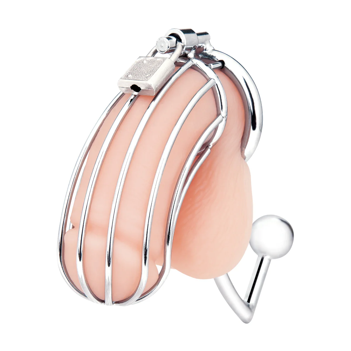 Blue Line Cock Cage With Anal Stimulator Silver