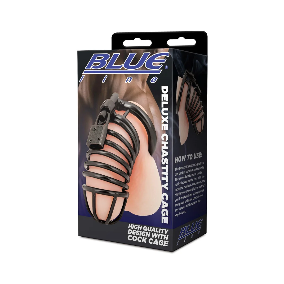 Blue Line Deluxe Chastity Cage Black - Image 2