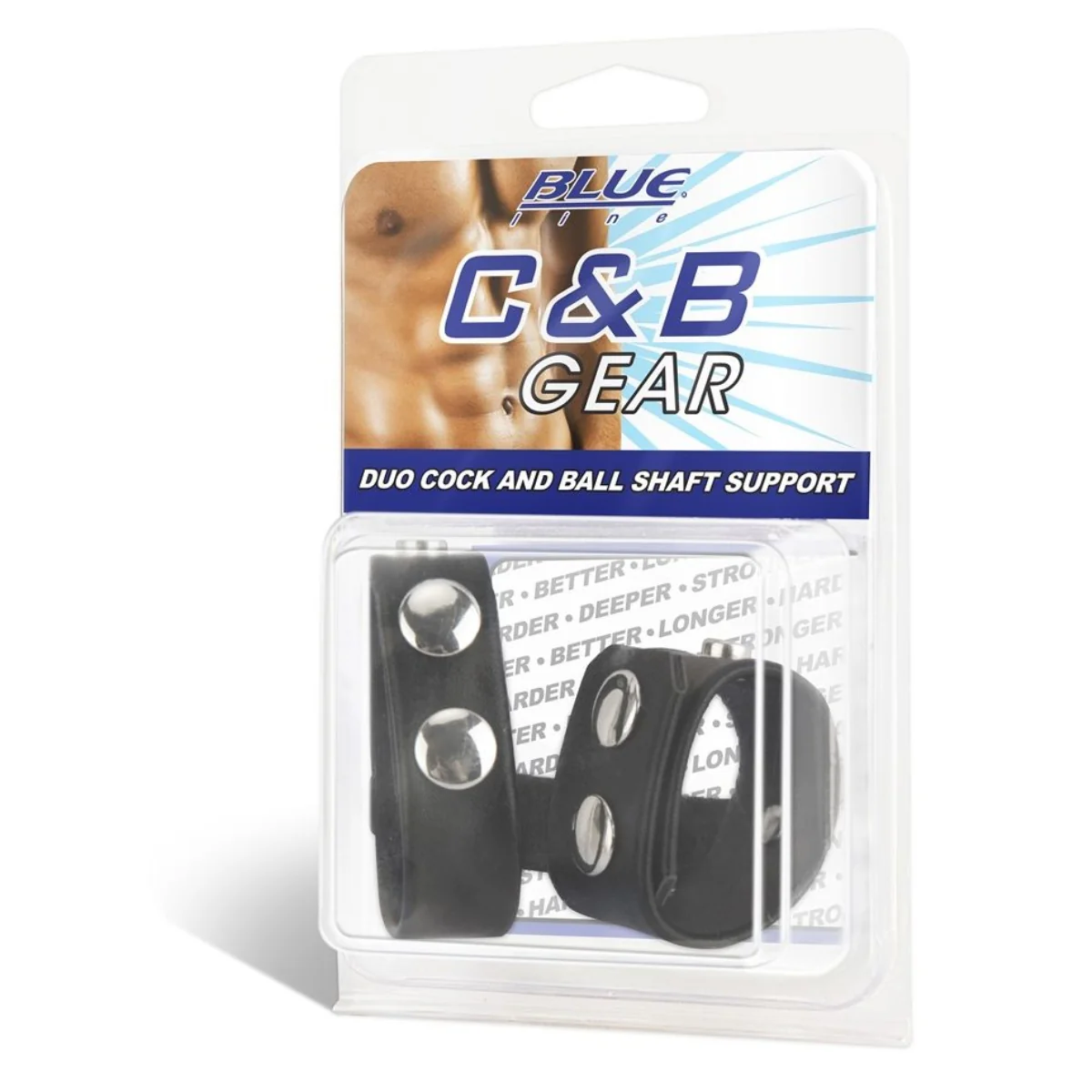 Blue Line Duo Cock And Ball Shaft Support Cock Ring Black - Image 2