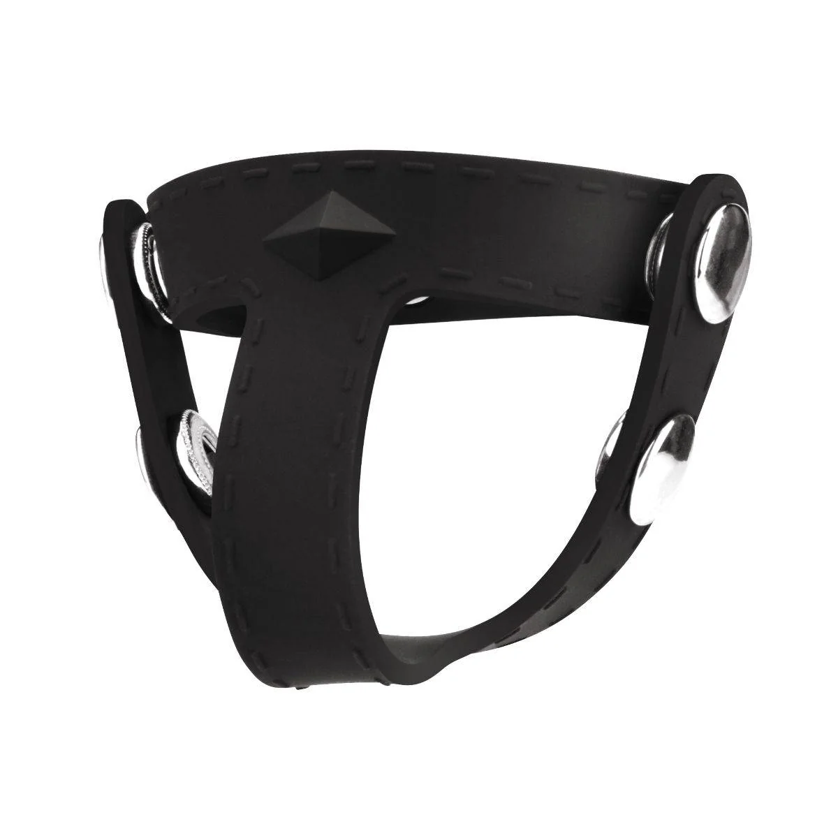 Blue Line Silicone T Style Cock Ring With Ball Divider Black