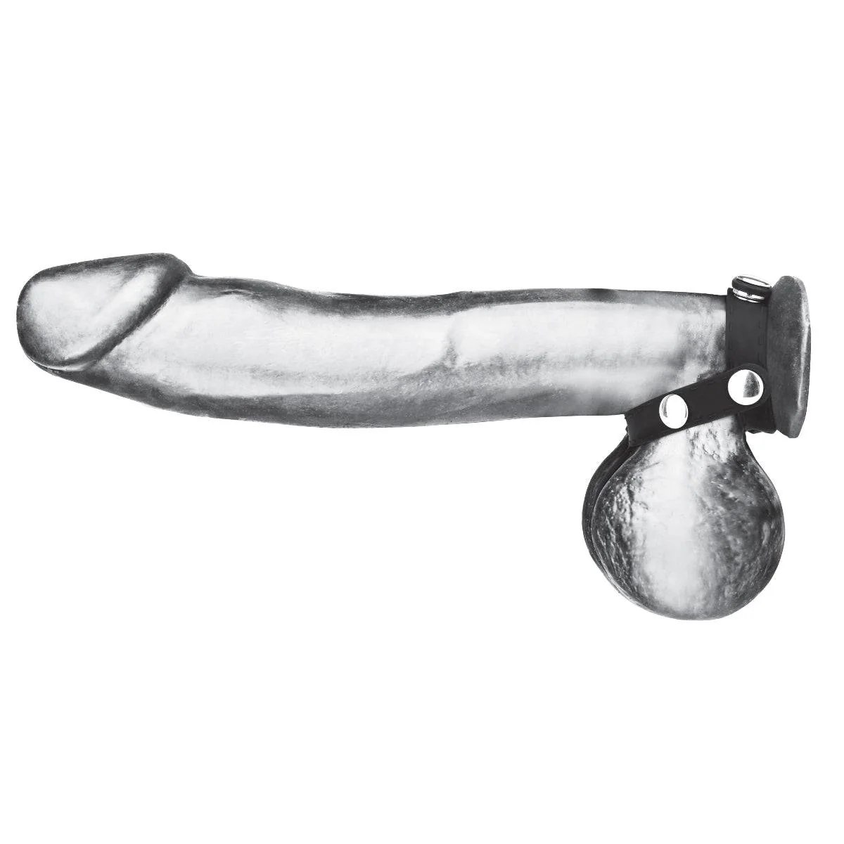 Blue Line Silicone T Style Cock Ring With Ball Divider Black - Image 3