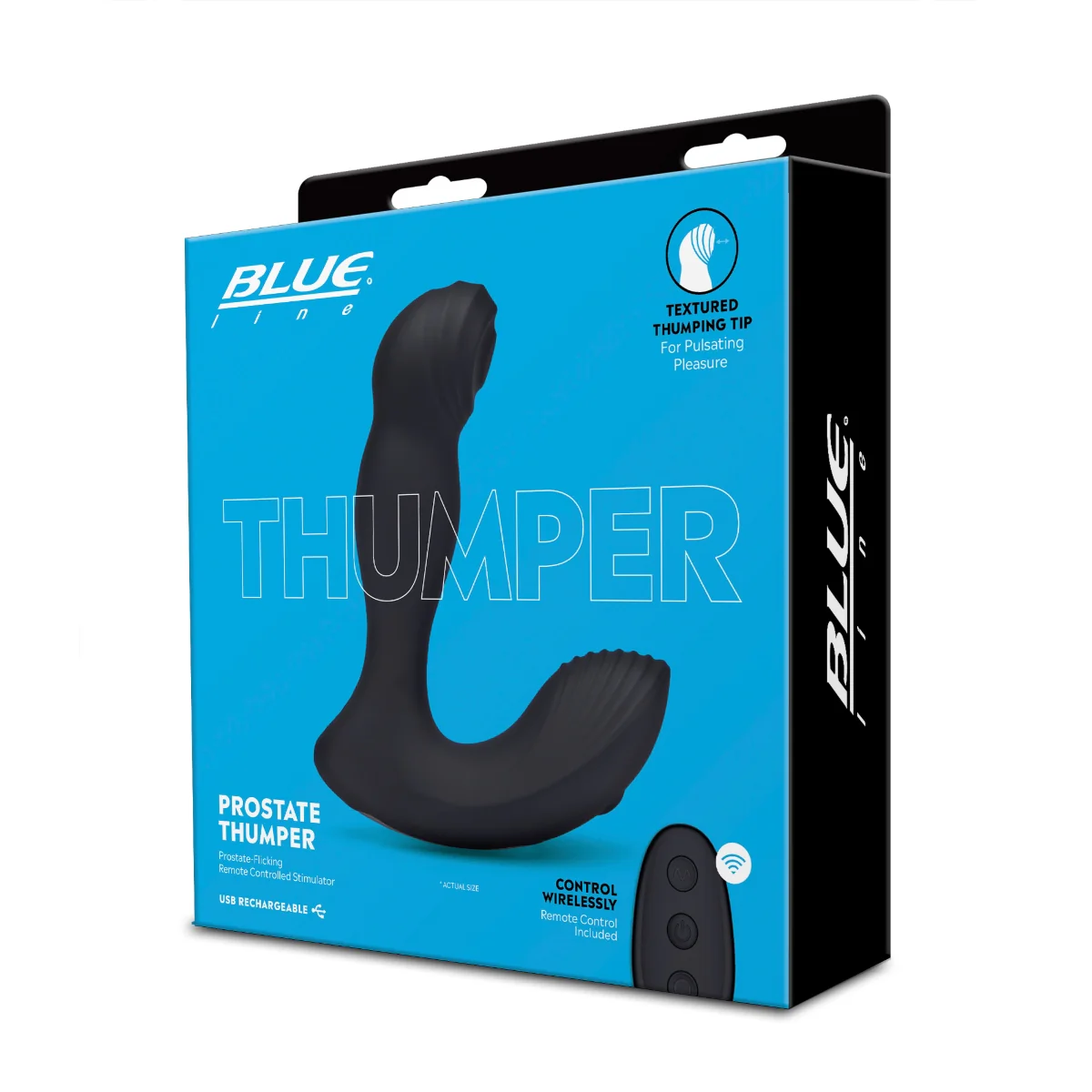 Blue Line Thumper Flicking Remote Controlled Prostate Stimulator Black - Image 2