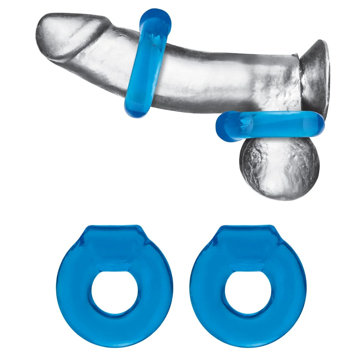 Blue Line Ultra Stretch Stamina Endurance Cock Ring Set 2 Pack Blue - Image 3