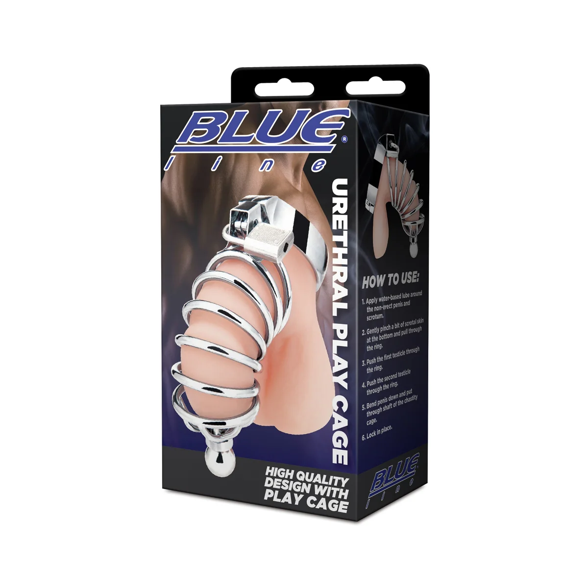 Blue Line Urethral Play Cock Cage Silver - Image 2