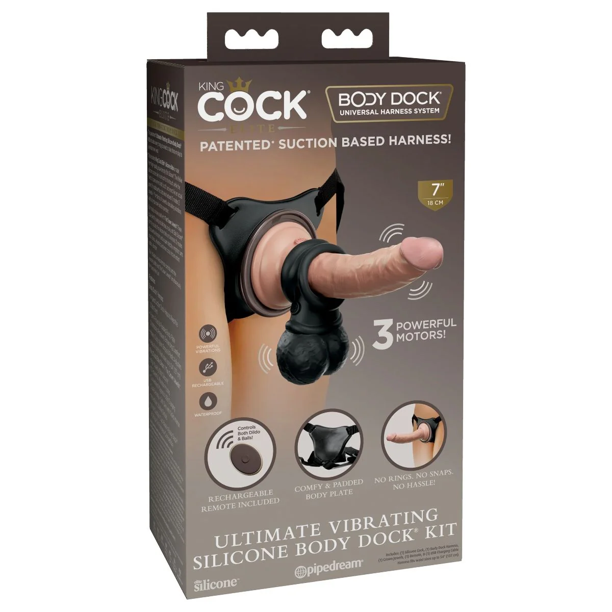 Body Dock King Cock Elite Ultimate Vibrating Silicone Strap On Kit - Image 2