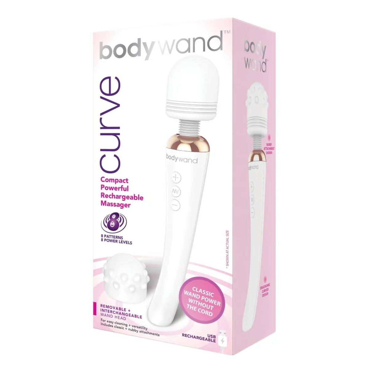 Bodywand Curve Compact Rechargeable Wand Massager White - Image 2