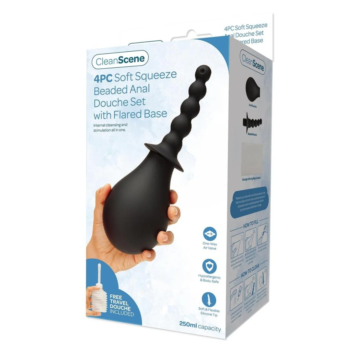 Clean Scene 4 Piece Soft Squeeze Beaded Anal Douche Set With Flared Base - Image 2