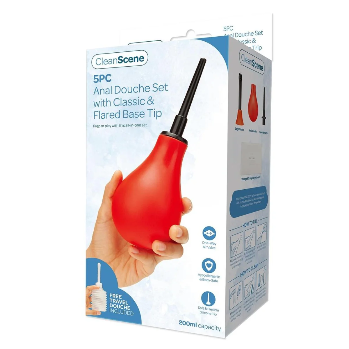 Clean Scene 5 Piece Anal Douche Set With Classic And Flared Base Tip - Image 2