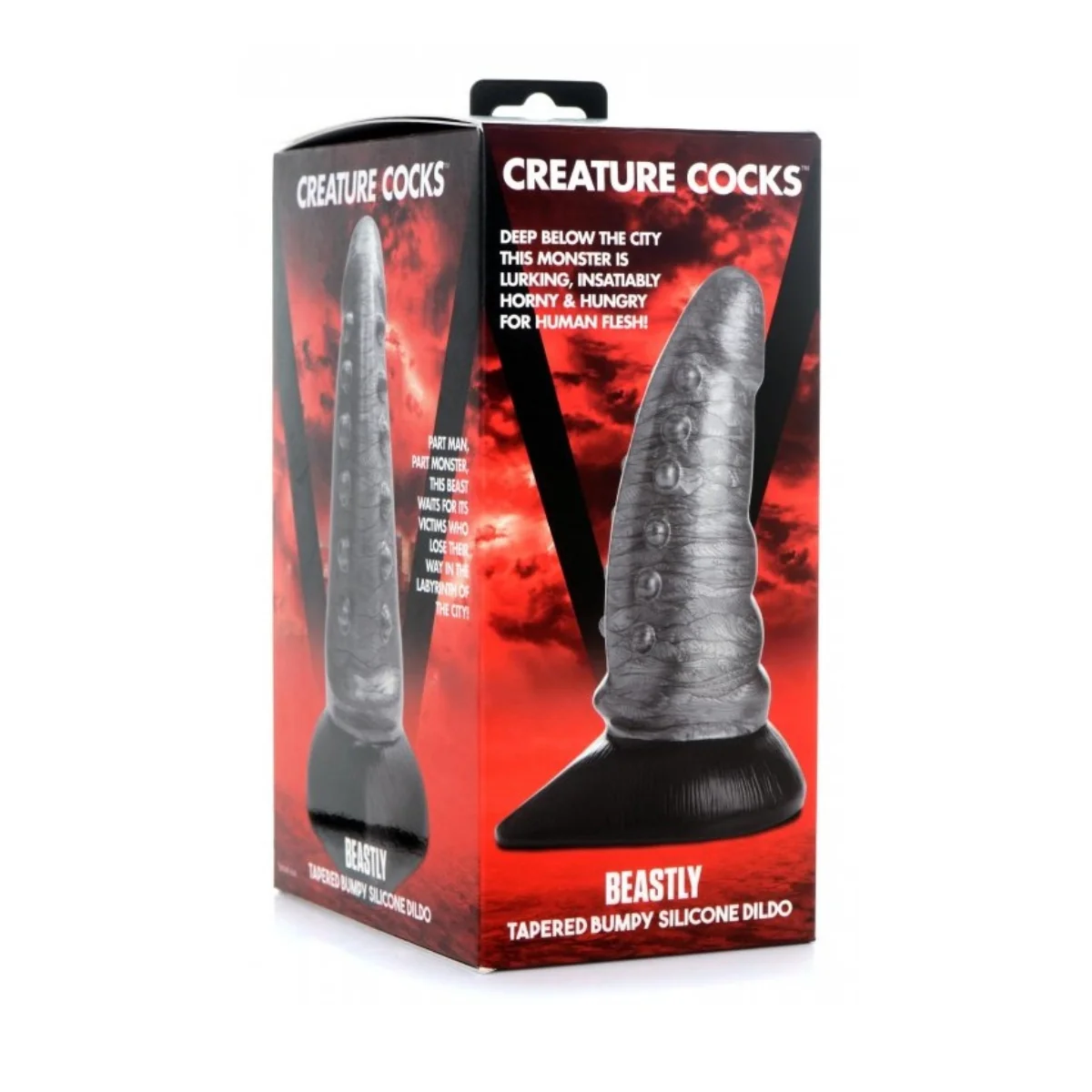 Creature Cocks Beastly Tapered Bumpy Silicone Dildo Silver - Image 2