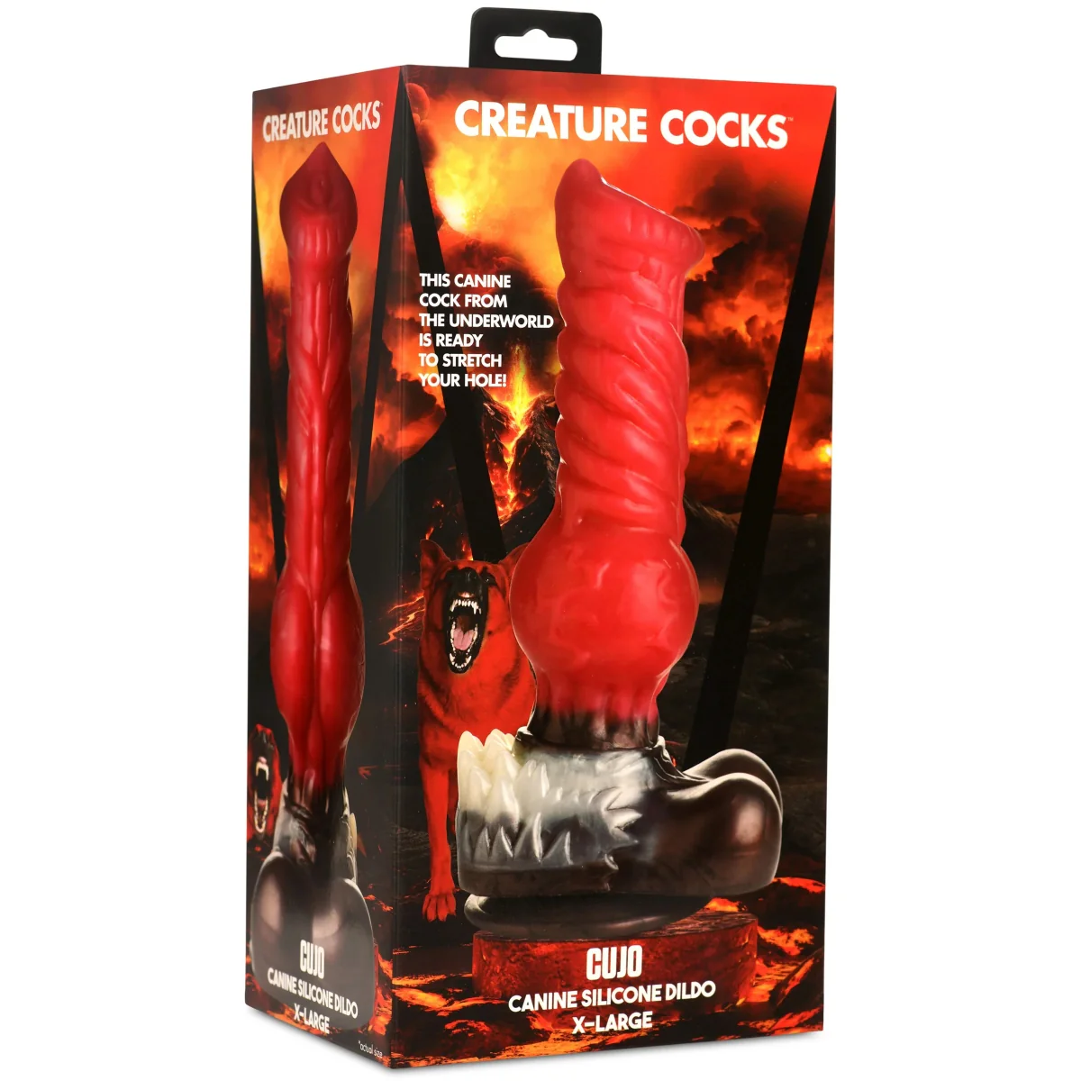 Creature Cocks Cujo Canine Silicone Dildo XL Red Brown - Image 2