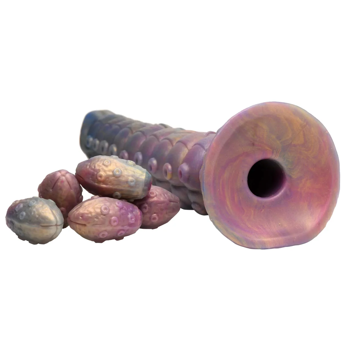 Creature Cocks Deep Invader Tentacle Ovipositor Silicone Dildo With Eggs Rainbow - Image 3