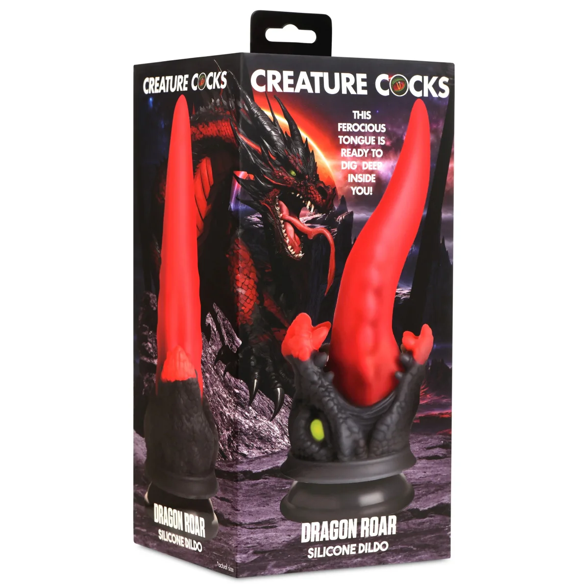Creature Cocks Dragon Roar Silicone Dildo Red Black - Image 2